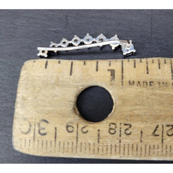 Sterling Silver CZ Graduated Climber Earrings – Curved Ear Climbers 2.2g 40 - Picture 6 of 7